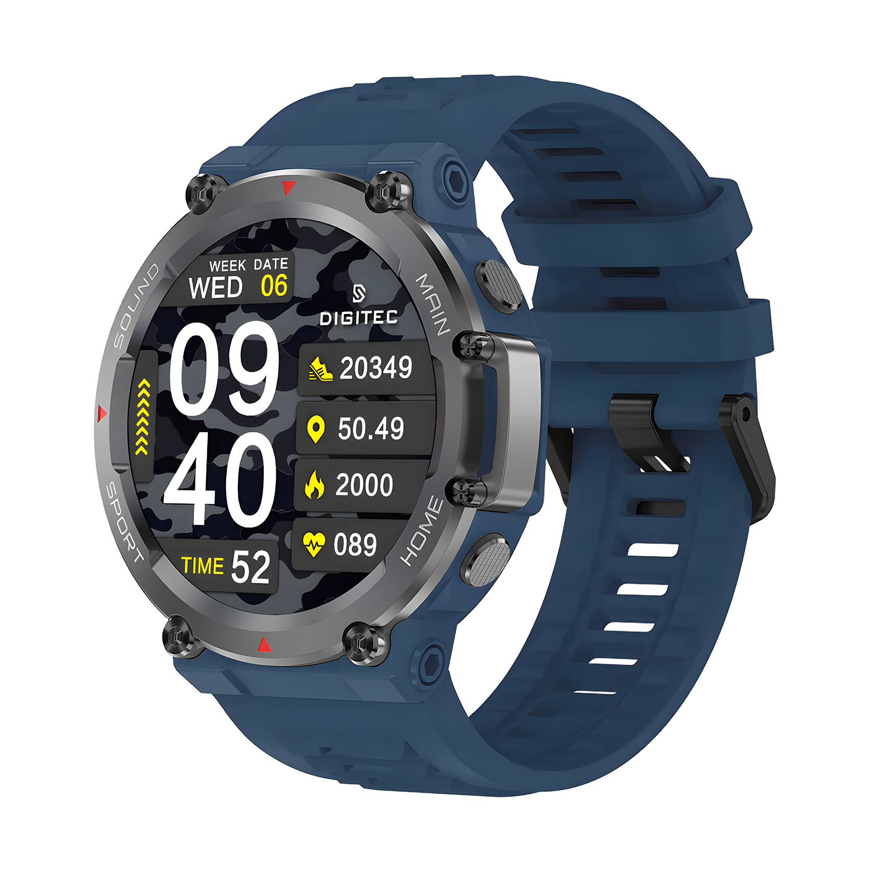 Digitec GAMA - Jam Tangan Smartwatch Pria - Blue Rubber Strap