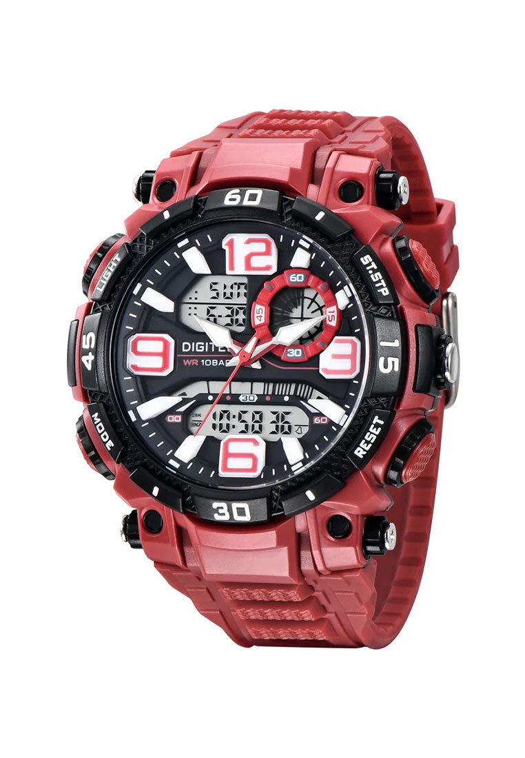 Digitec Jam Tangan Pria - Red Black - Resin Strap - DA-2030T-RD-4W