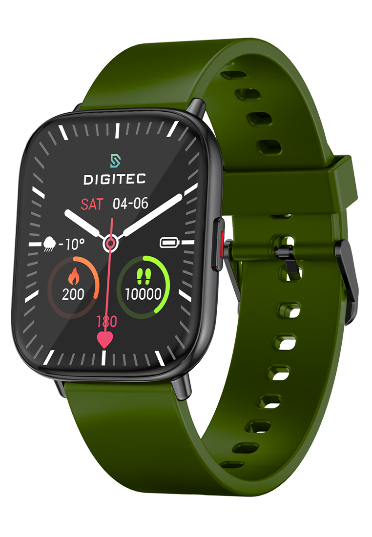 Digitec Wave - Smart Watch - Jam Tangan Pintar - Black - Green Rubber Strap - W1208-A