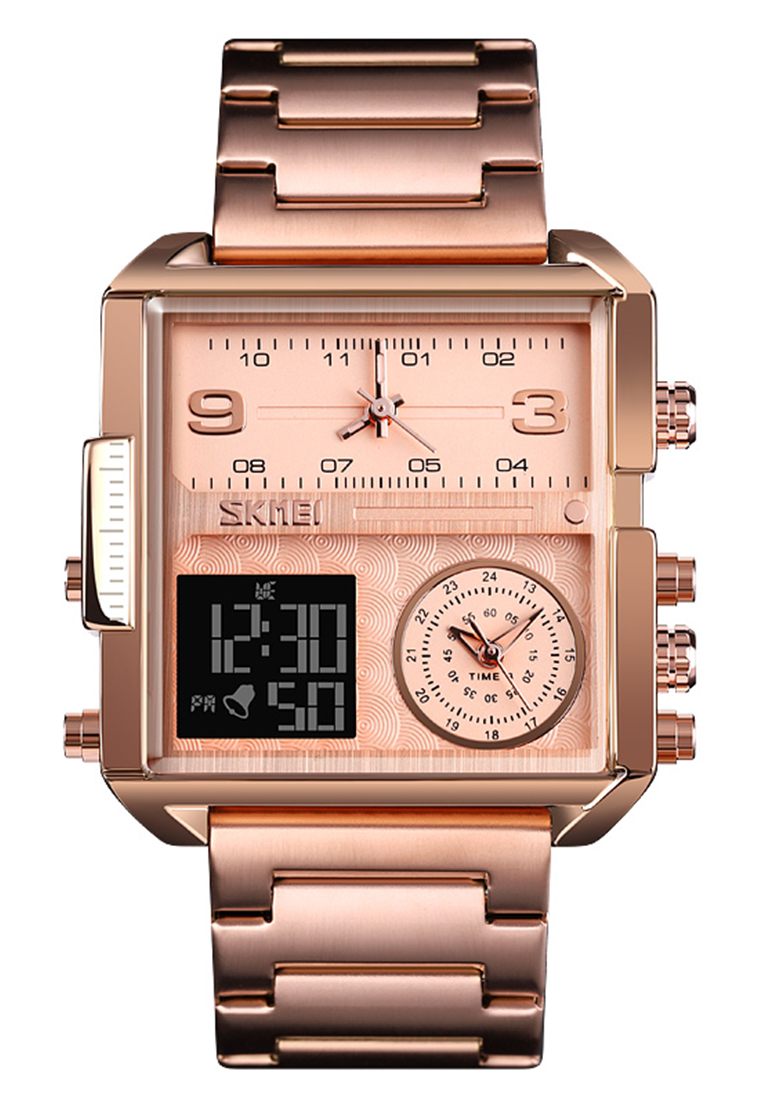 Digitec Triple Time - Jam Tangan Pria - Rosegold - Stainless Steel Bracelet - 1584-G
