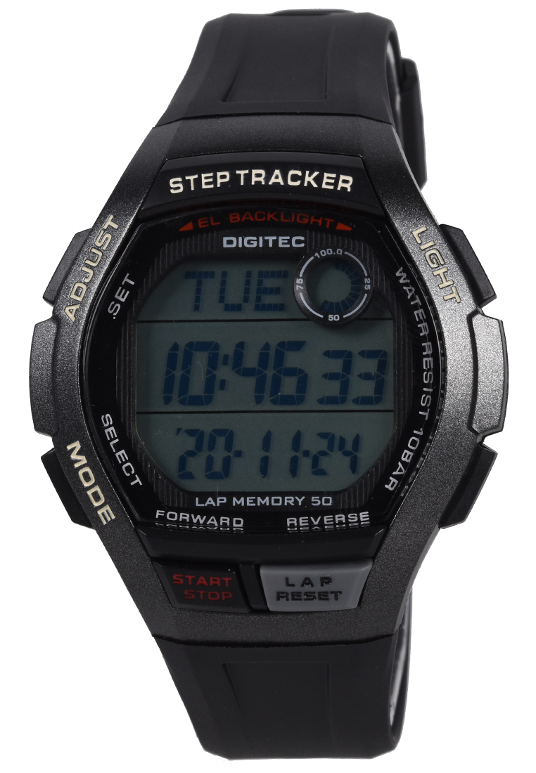 Digitec Step Tracker - Jam Tangan Pria - Black - Resin Strap - DS-3108-B