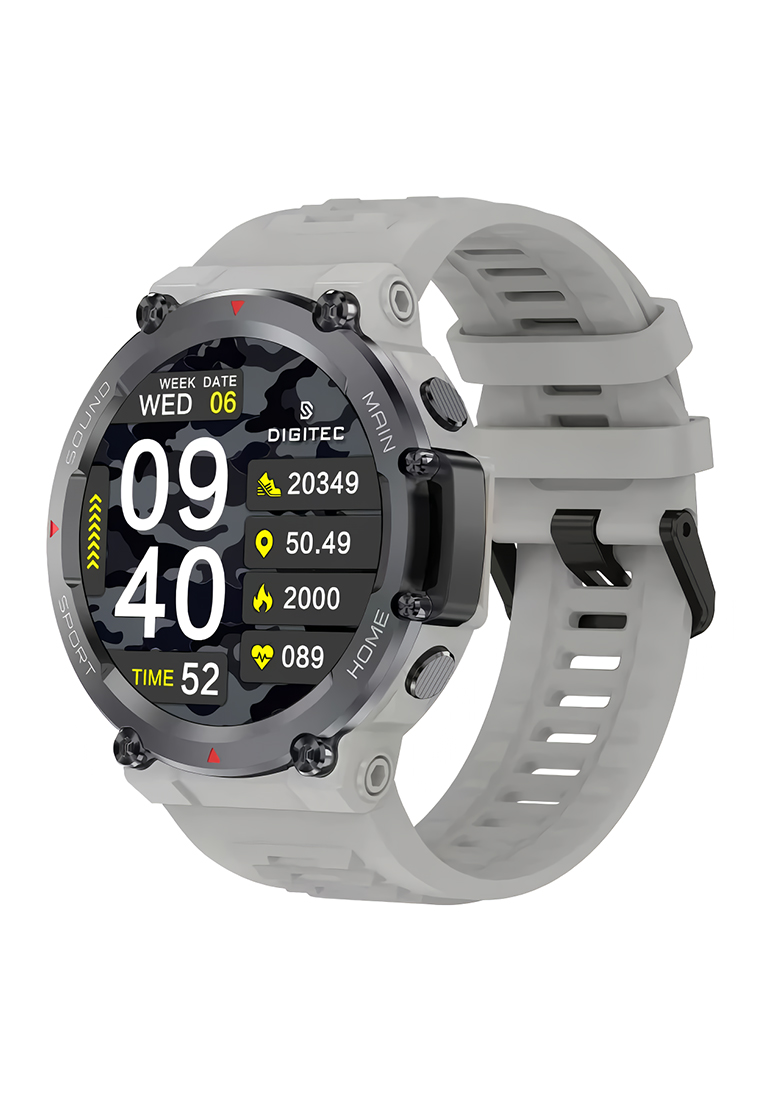Digitec Gama - Jam Tangan Smartwatch Pria - Grey Rubber Strap