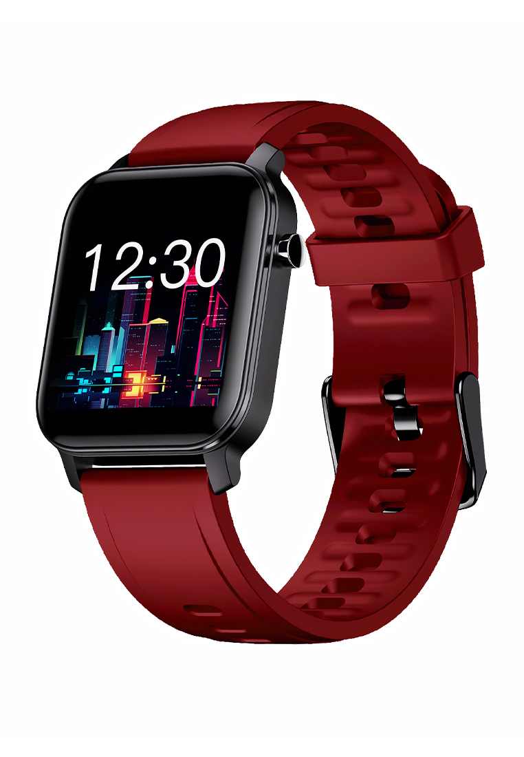 Digitec Runner - Smartwatch - Jam Tangan Pintar Unisex - Black - Red Rubber Strap - 1203-L