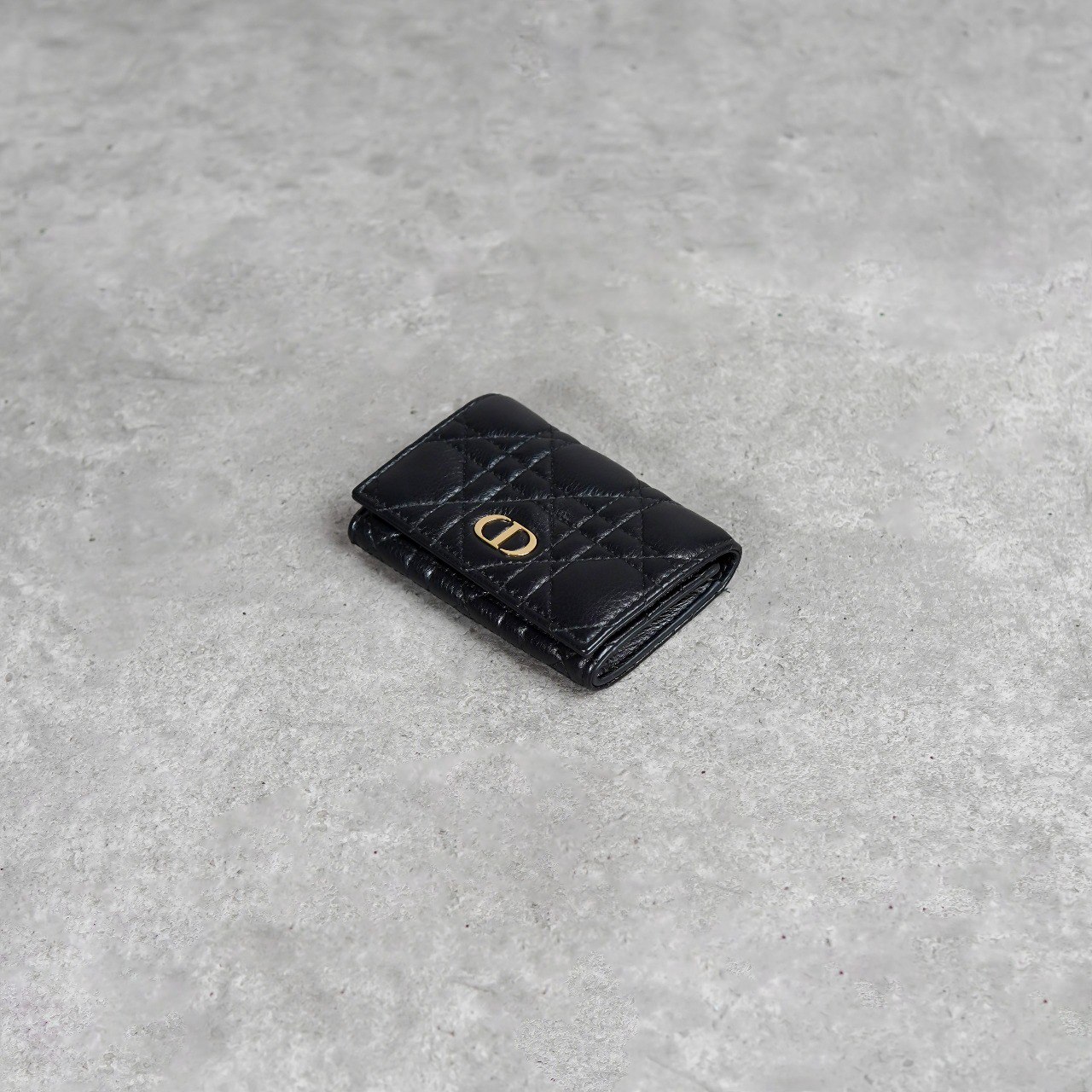 Dior Dompet CHRISTIAN DIOR CARO LEATHER BLACK BIFOLD WALLET 100% ORIGINAL