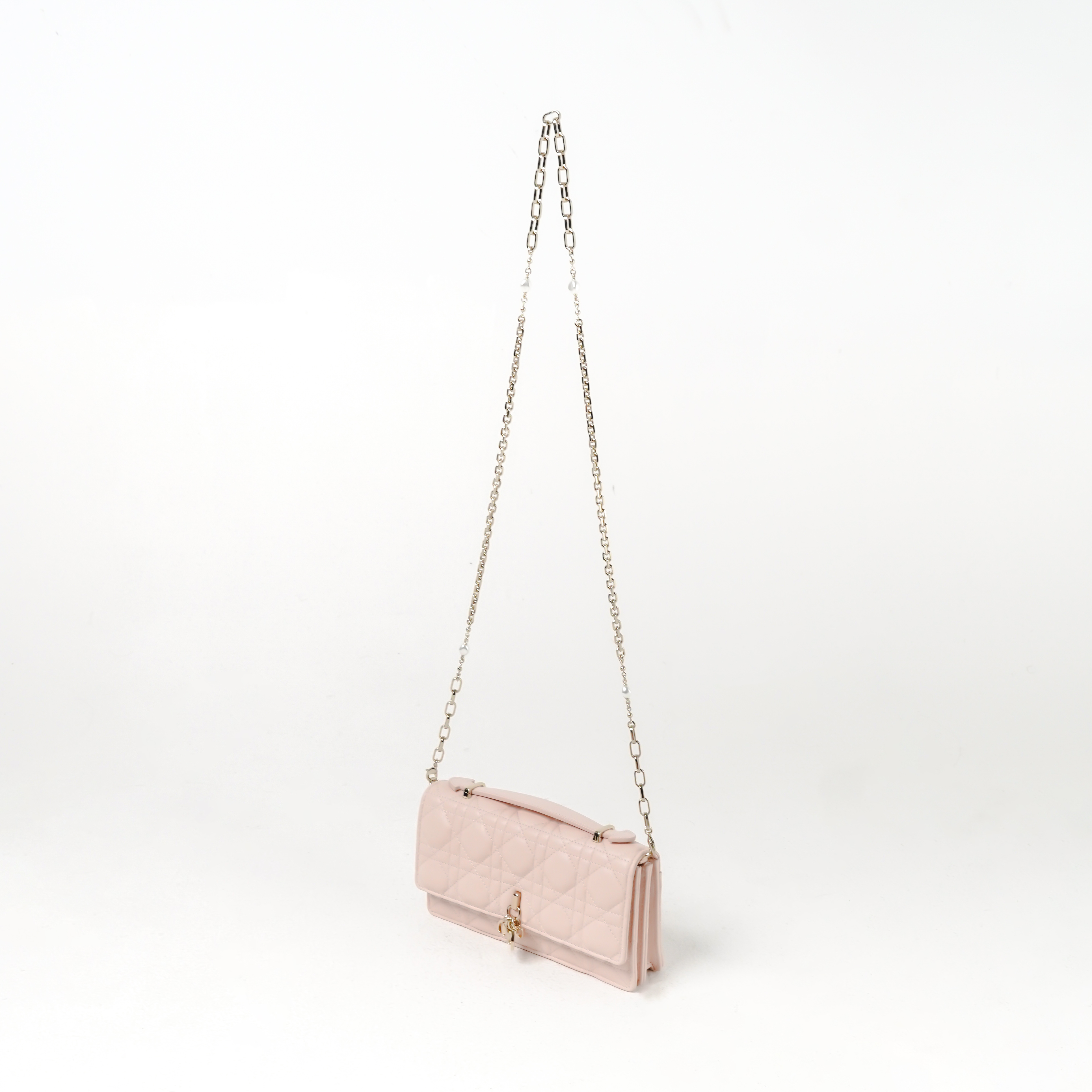 Dior Tas CHRISTIAN DIOR MY DIOR MINI PINK CANNAGE LAMBSKIN CHAIN SHOULDER BAG 100% ORIGINAL