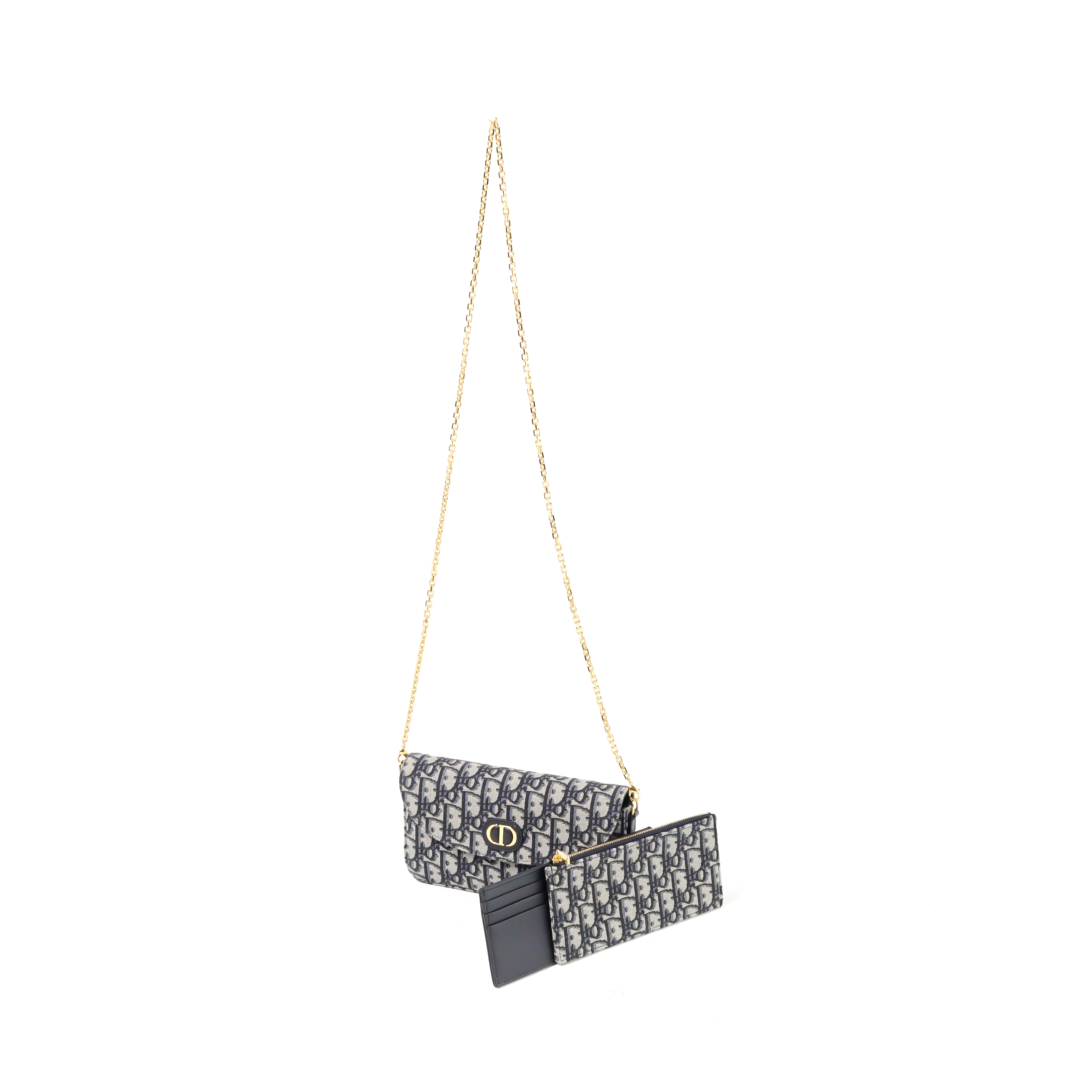 Dior Tas CHRISTIAN DIOR MONTAIGNE 30 OBLIQUE BEIGE POUCH CHAIN SHOULDER BAG 100% ORIGINAL