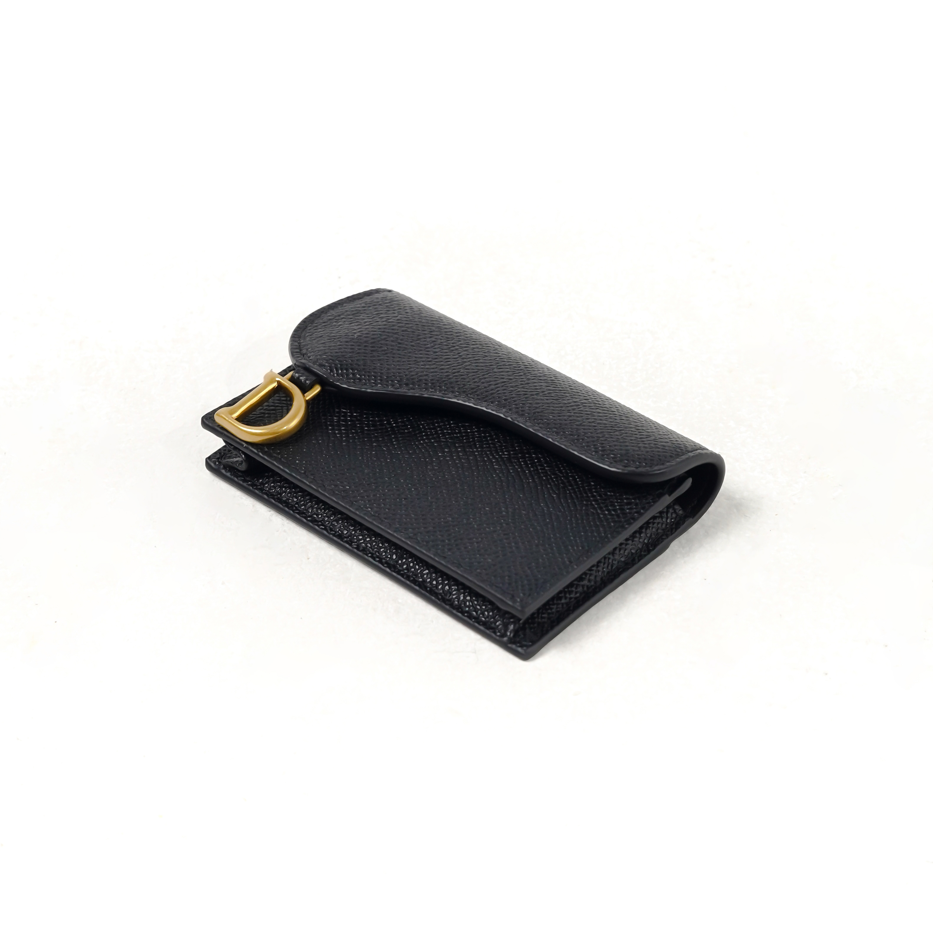 Dior Dompet CHRISTIAN DIOR SADDLE BLOOM GHW BLACK CALFSKIN CARD WALLET 100% ORIGINAL