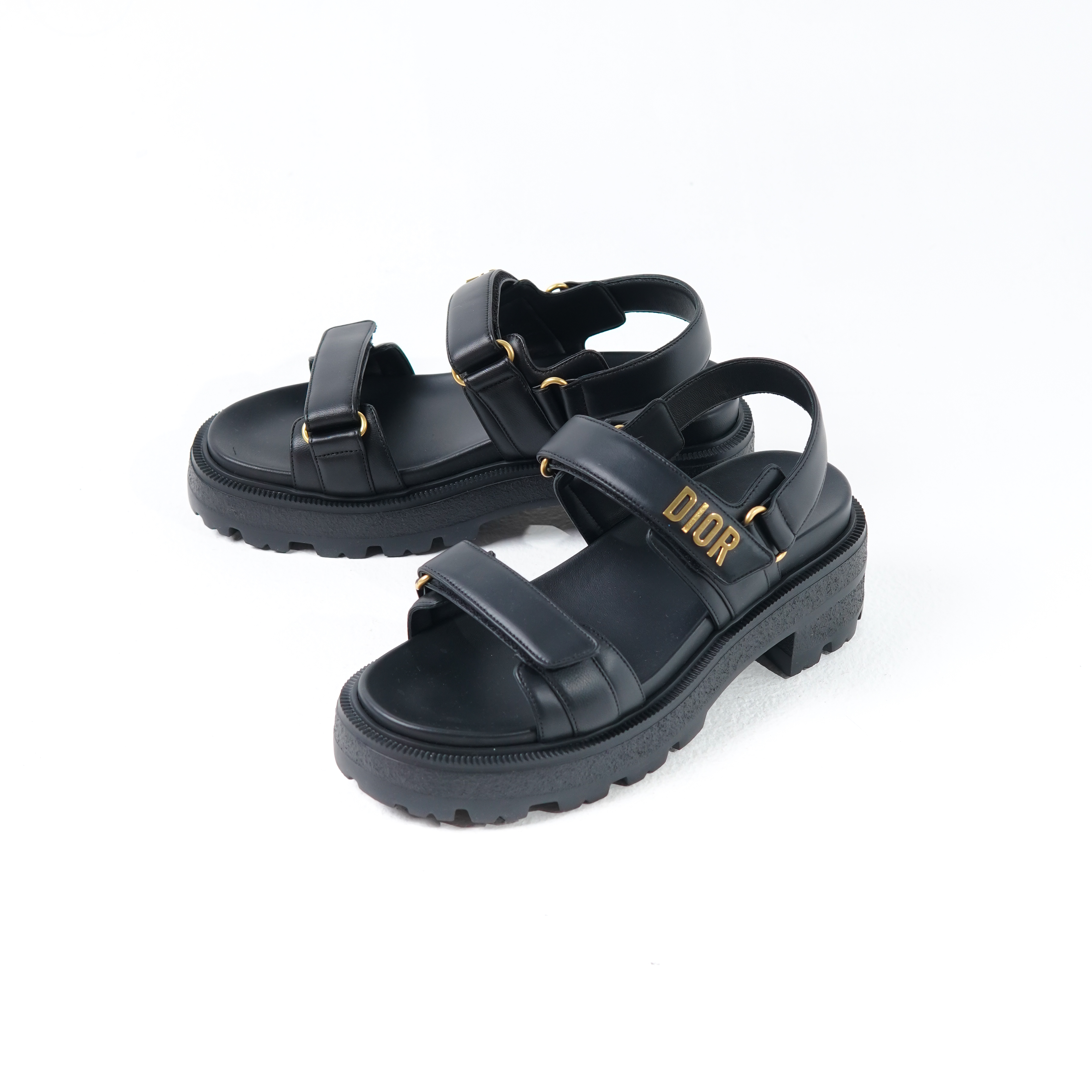 Dior Sandal CHRISTIAN DIOR DIORACT PLATFORM LAMBSKIN BLACK STRAP SANDAL 100% ORIGINAL