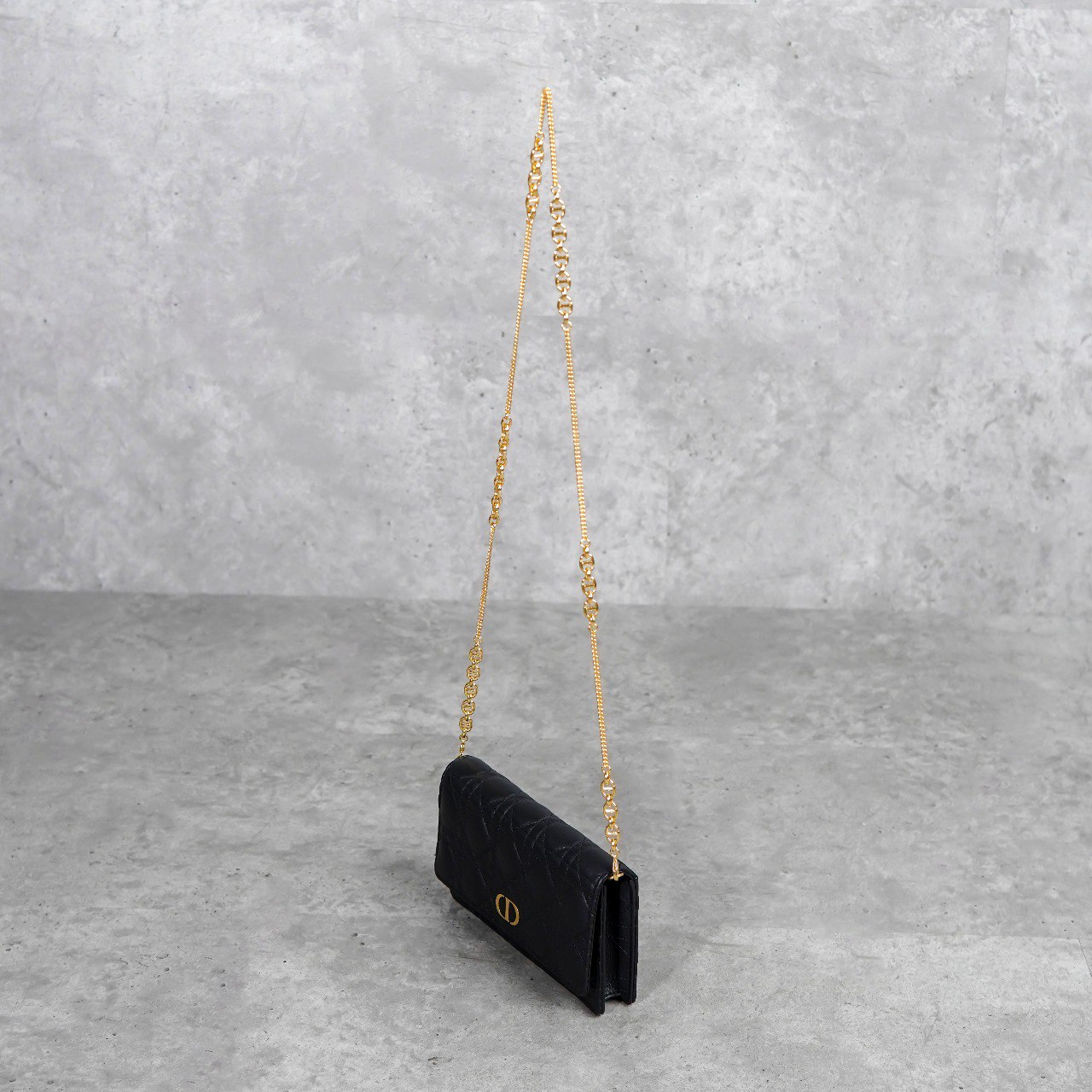 Dior Tas CHRISTIAN DIOR CARO BLACK CANNAGE CALFSKIN CHAIN SHOULDER BAG 100% ORIGINAL