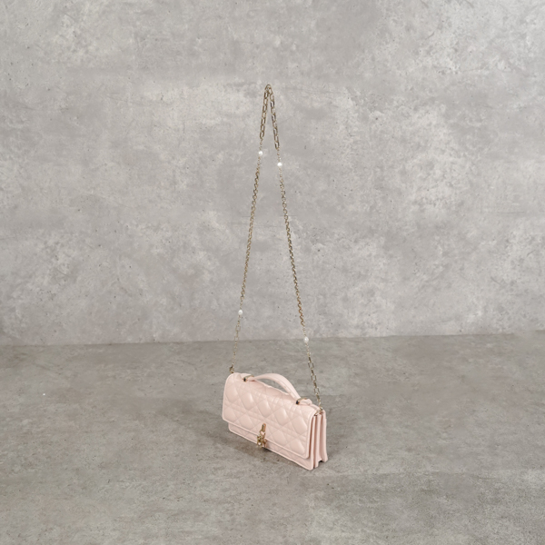 Dior Tas CHRISTIAN DIOR MY DIOR MINI PINK CANNAGE LAMBSKIN CHAIN SHOULDER BAG 100% ORIGINAL