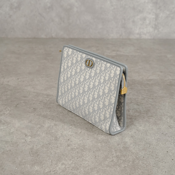 Dior Tas CHRISTIAN DIOR MONTAIGNE 30 DEA OBLIQUE GREY TRIANGLE CLUTCH 100% ORIGINAL