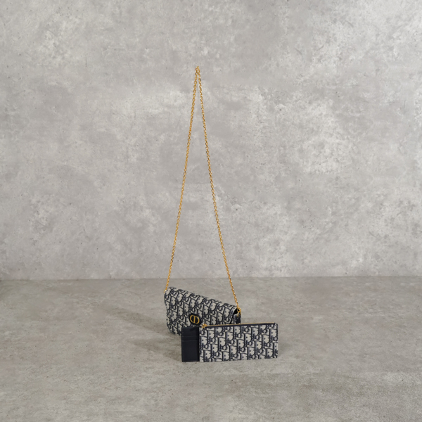 Dior Tas CHRISTIAN DIOR MONTAIGNE 30 OBLIQUE BEIGE POUCH CHAIN SHOULDER BAG 100% ORIGINAL