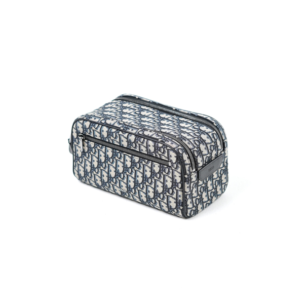 Dior Tas CHRISTIAN DIOR OBLIQUE BEIGE DOUBLE ZIP POUCH 100% ORIGINAL