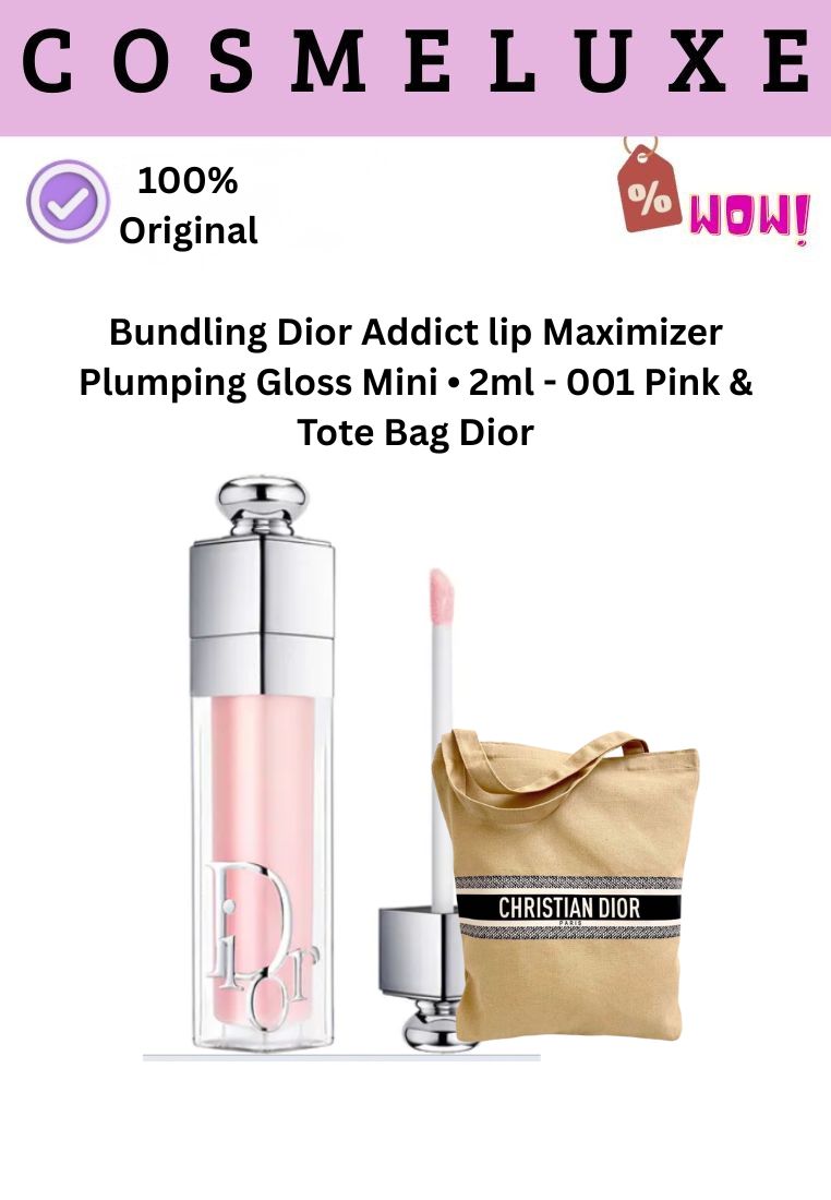 Dior Bundling Dior Addict lip Maximizer Plumping Gloss Mini • 2ml - 001 Pink & Tote Bag Dior
