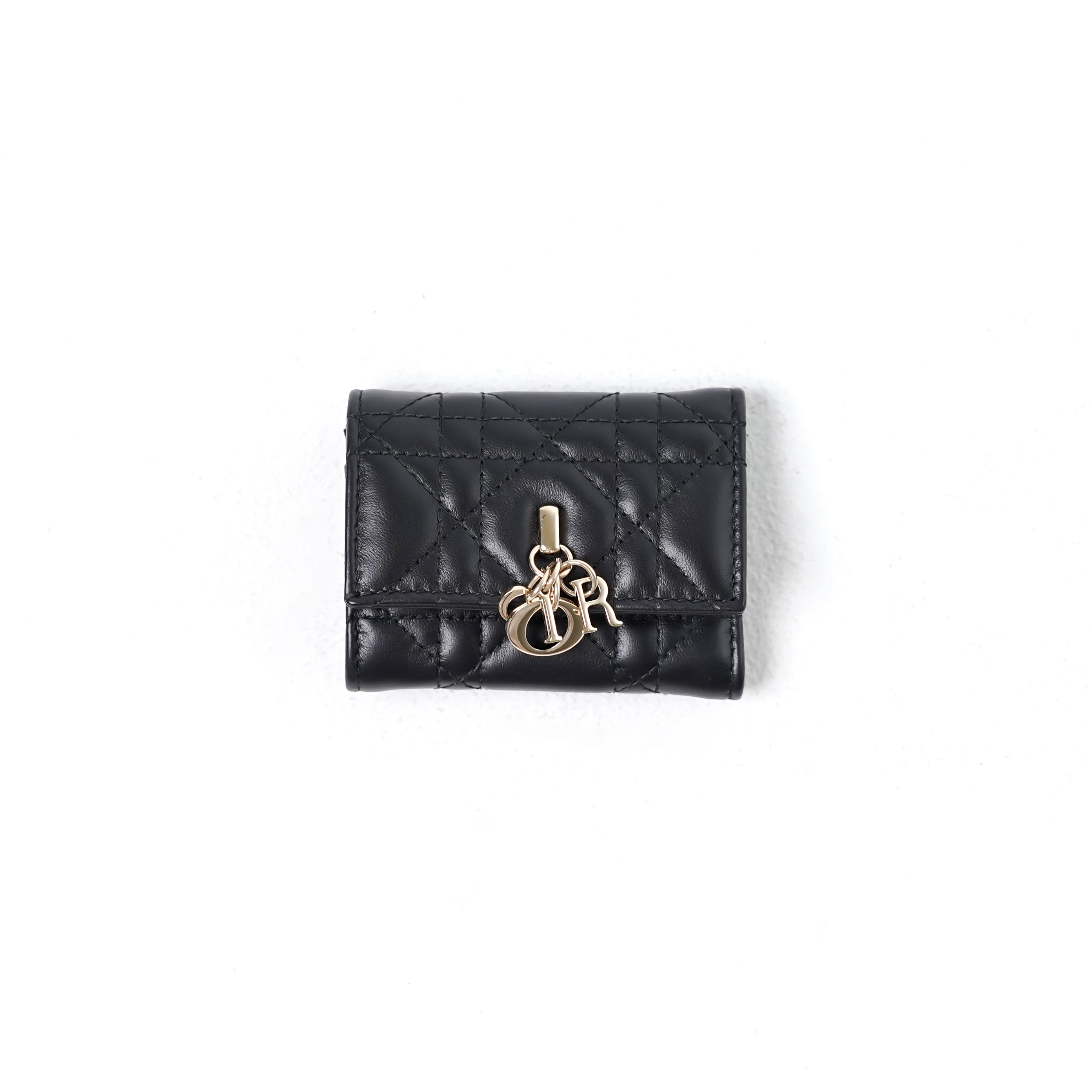 Dior Dompet CHRISTIAN DIOR MY DIOR BLACK LEATHER TRIFOLD WALLET 100% ORIGINAL
