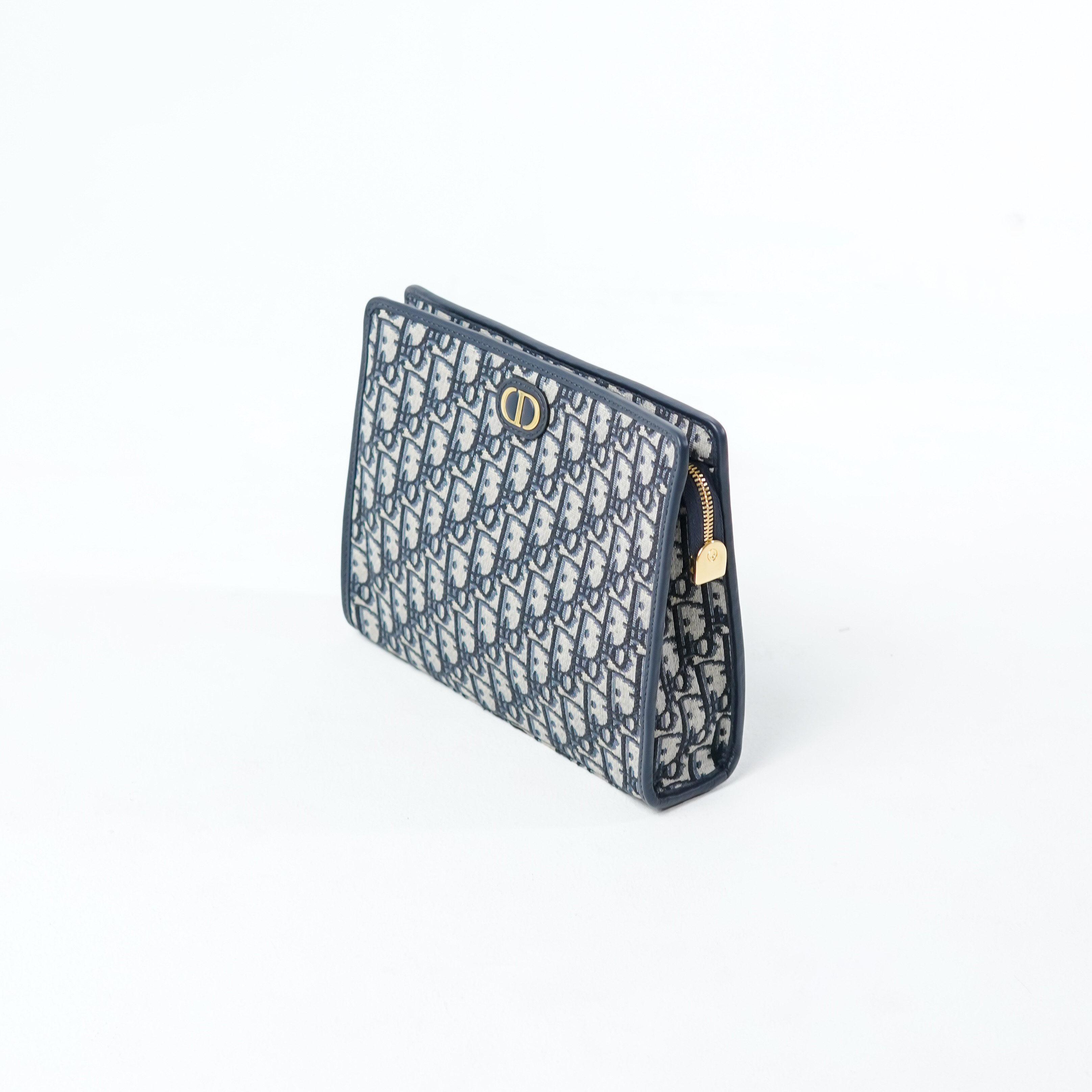 Dior Tas CHRISTIAN DIOR MONTAIGNE 30 DEA OBLIQUE BEIGE TRIANGLE CLUTCH 100% ORIGINAL