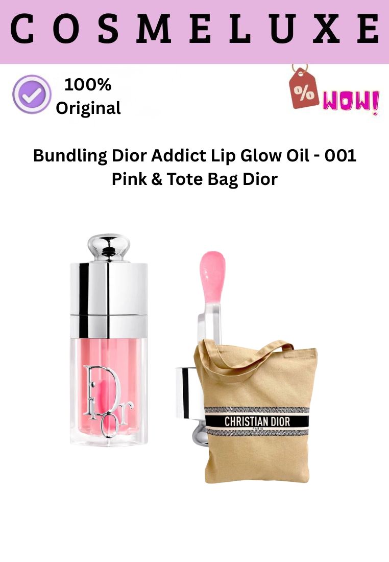 Dior Bundling Dior Addict Lip Glow Oil - 001 Pink & Tote Bag Dior