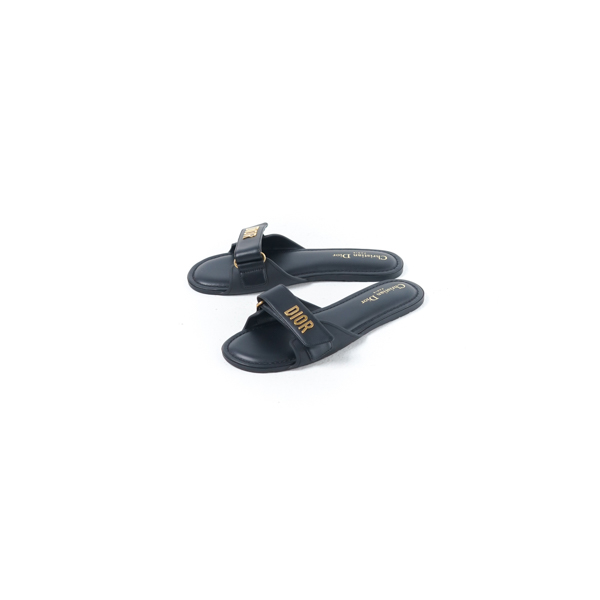 Dior Sandal CHRISTIAN DIOR DIORIVERA DIORACT BLACK SLIDE 100% ORIGINAL