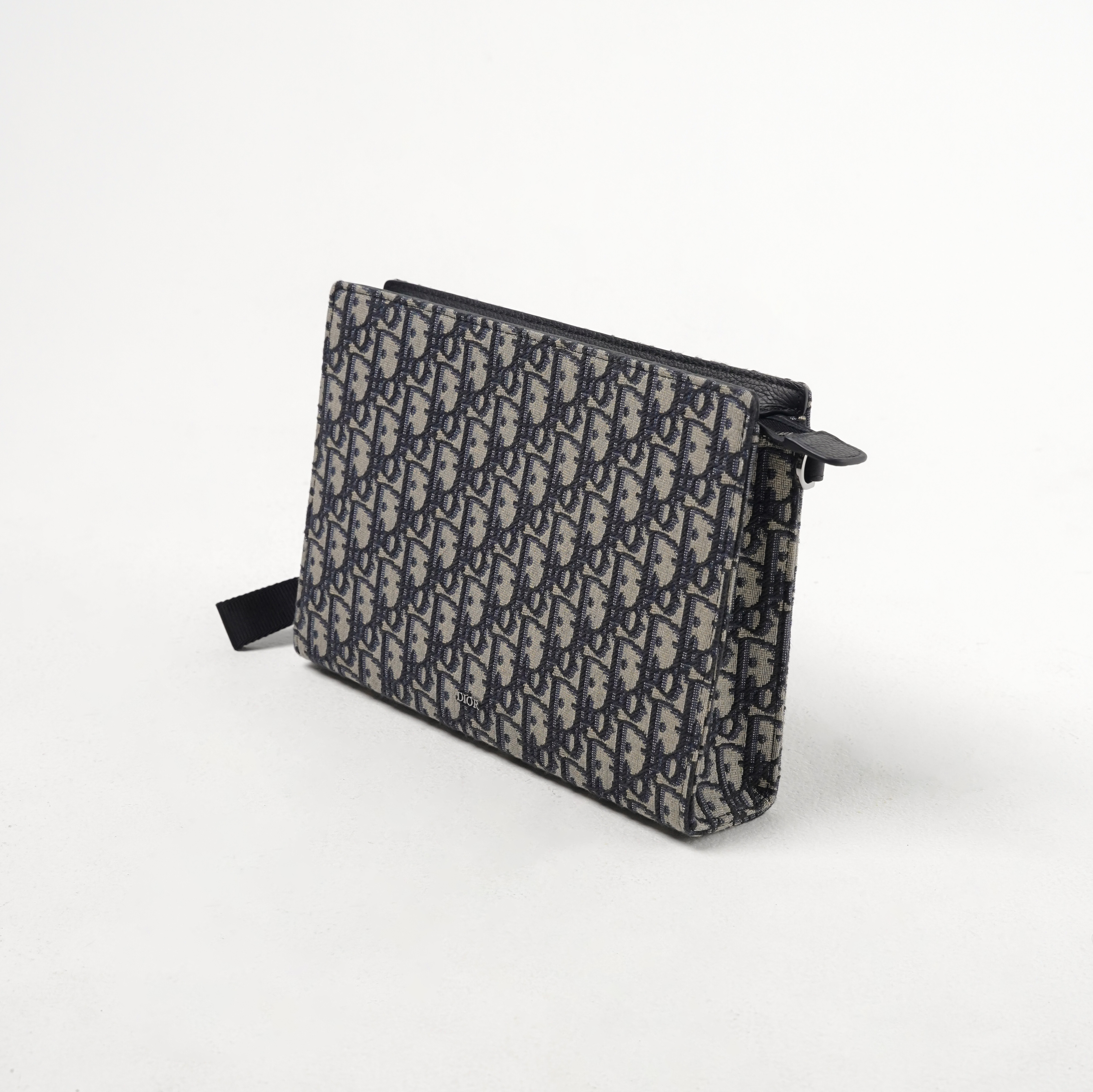 Dior Tas CHRISTIAN DIOR OBLIQUE BEIGE TRIANGLE CLUTCH WITH HANDLE 100% ORIGINAL