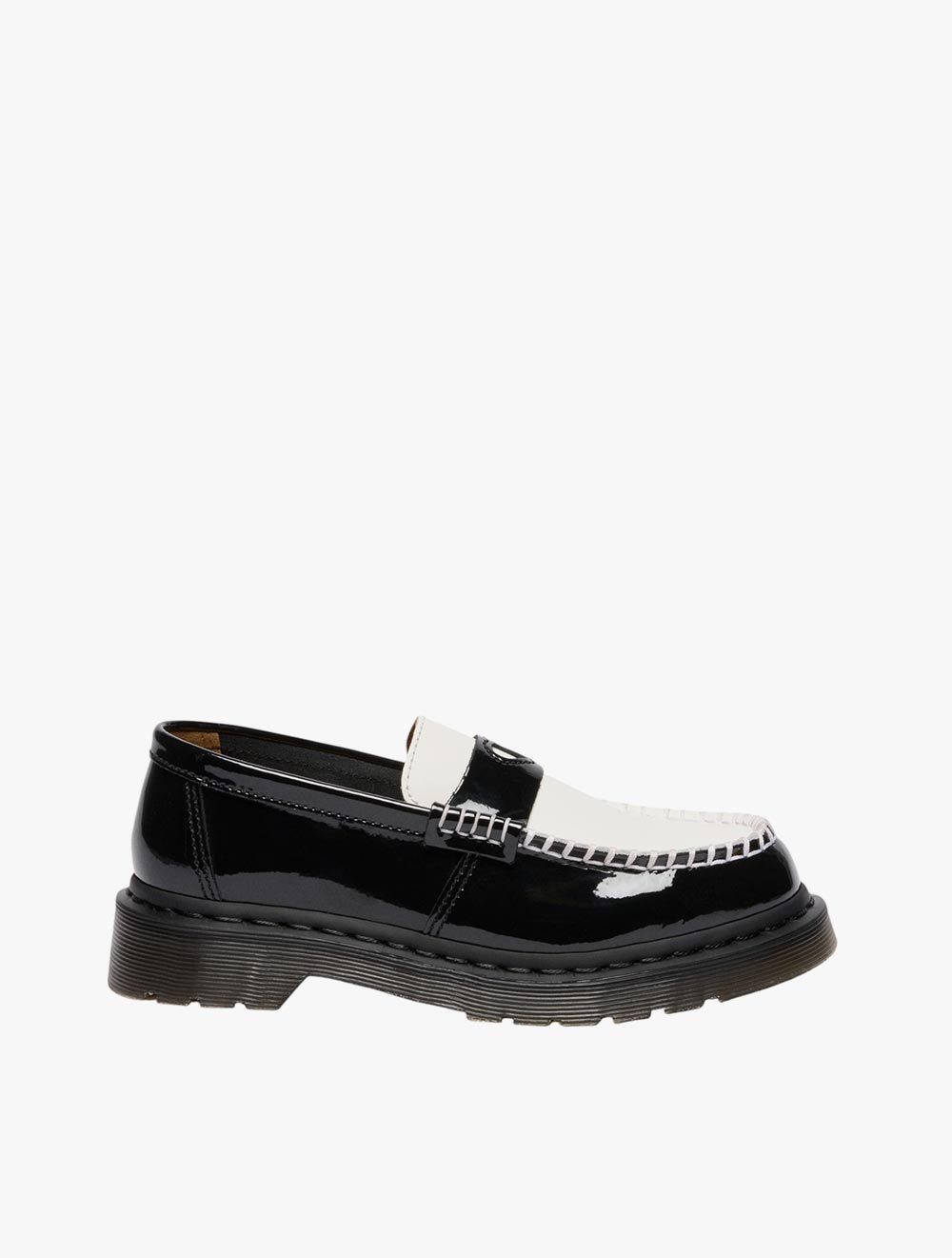 Dr. Martens Penton Heart Loafer Black White Patent Lamper Smooth