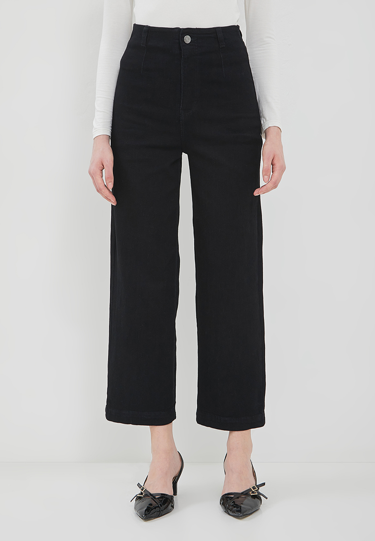 DUST Celana Waistless Baggy Wide Leg Jeans Namara Black (D.39179)