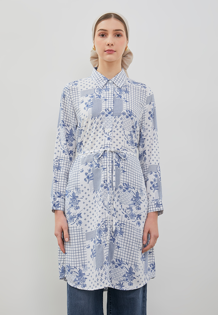DUST Tunik Mara Flower Putih Comfease (D.1616)