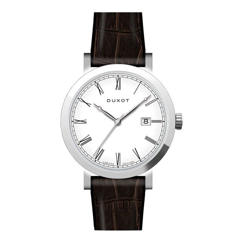 Duxot Jam Tangan Pria DUXOT DX-2046-01 Sterling Swiss Automatic Architect White Dial Black Leather S