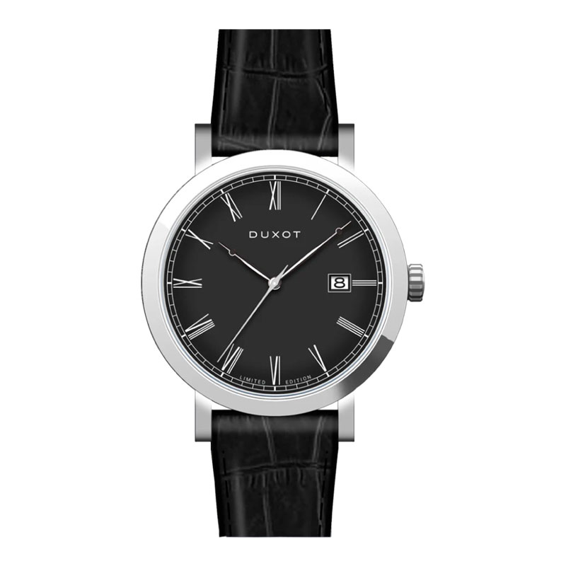 Duxot Jam Tangan Pria DUXOT DX-2046-01 Sterling Swiss Automatic Architect Black Dial Black Leather S