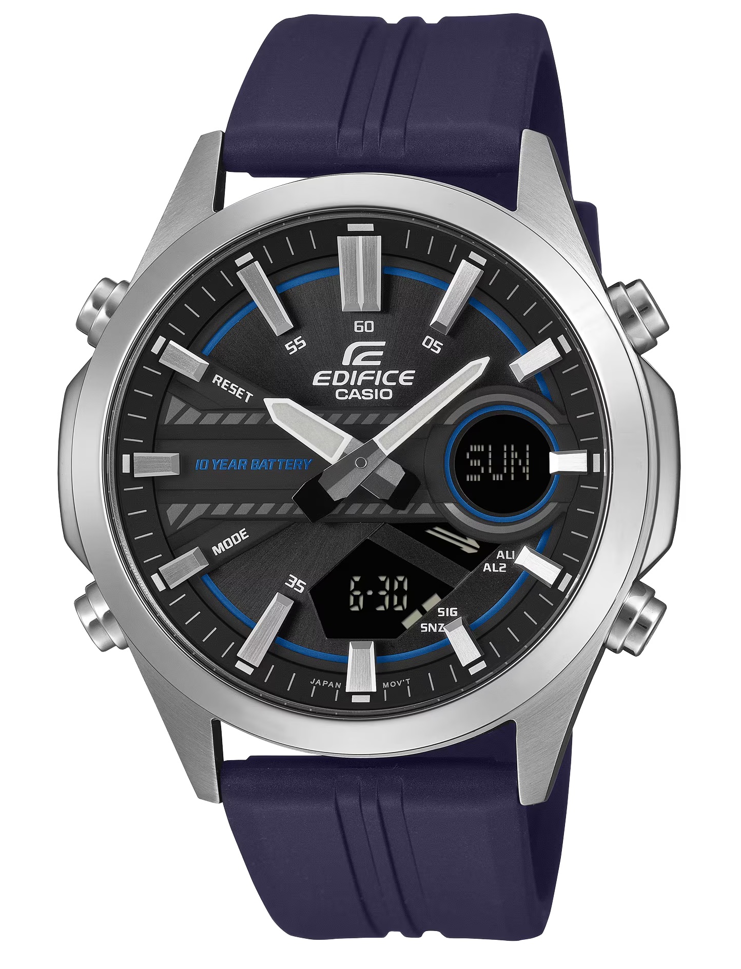EDIFICE Casio Edifice JAm Tangan Pria EFV-C120P-1A2 Blue Strap Resin Dual Time