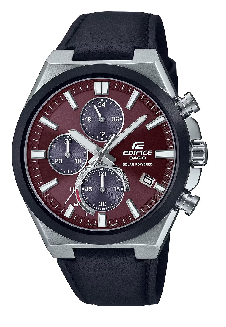 EDIFICE Men EQS-950BL-5A Solar Powered Leather Strap