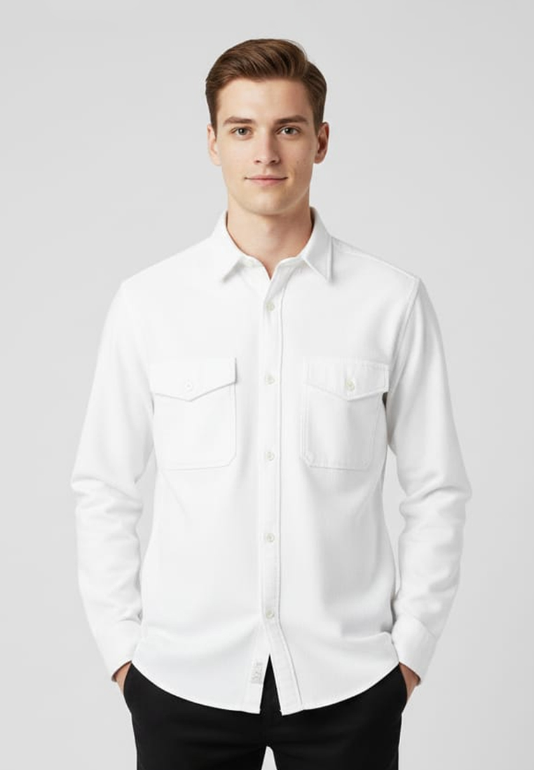 Edwin JIRO White Kemeja Lengan Panjang