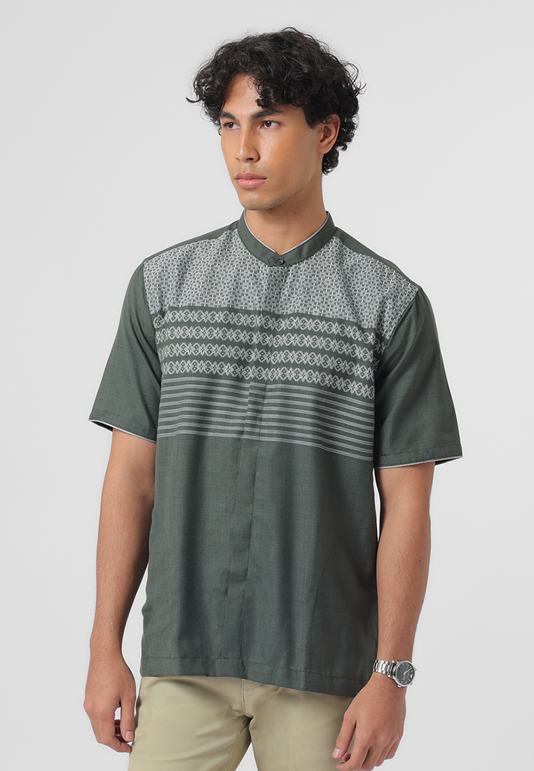Edwin Jeans KOKO KAHFI ARMY GREEN Kemeja Lengan Panjang Pria - Top Man Muslim Shirt