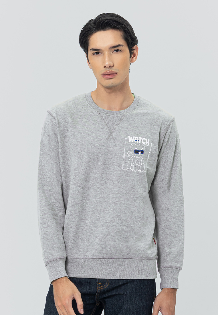 Edwin Jeans ICELAND LIGHT GREY Sweatshirt Pria Lengan Panjang Sweater Pria