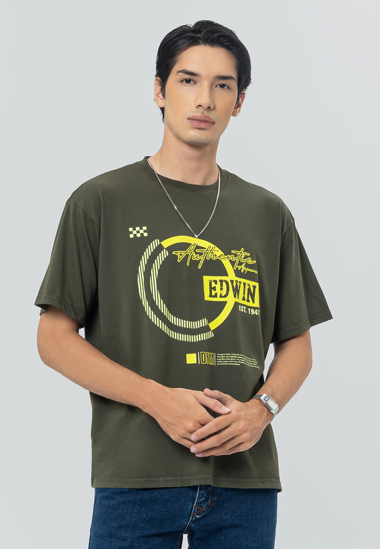 Edwin Jeans CIRCLE GREEN Kaos Pria Lengan Pendek SS - Top Man Basic Tee