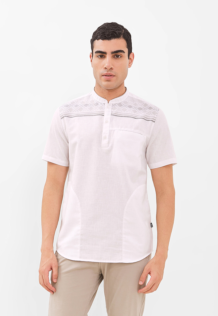 Edwin Jeans Kemeja Koko Pria Lengan Pendek URFAN WHITE Baju Muslim Pria
