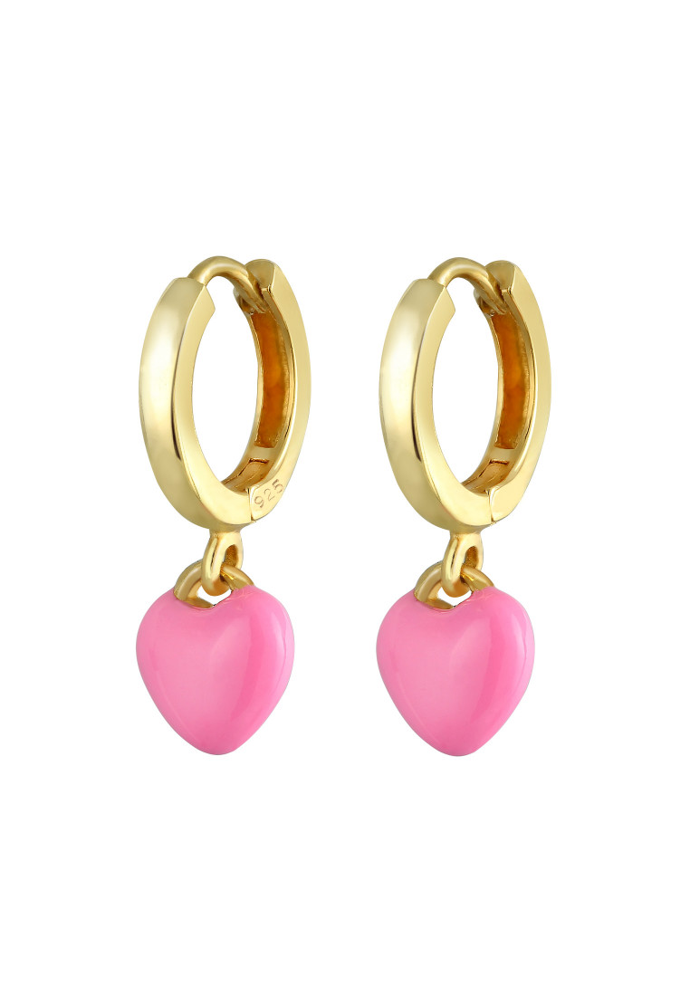 ELLI GERMANY Anting Earrings Perak 925 Lapis Emas Anak Hati Enamel