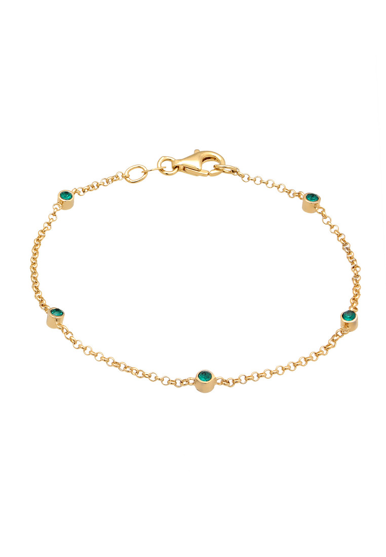 ELLI GERMANY Gelang Bracelet Perak 925 Lapis Emas Wanita Kristal Hijau