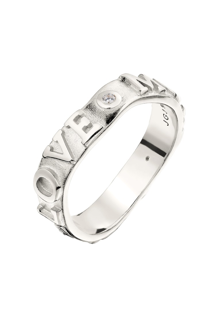 Elli Jewelry Cincin Ring Perak 925 Wanita Zirconia MORE SELF LOVE Minimalis