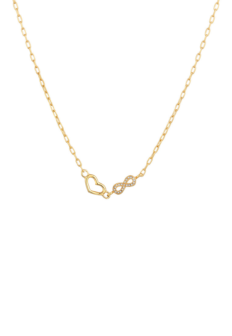 Elli Jewelry Kalung Perhiasan Perak 925 Wanita Heart Infinity Gold Plated Embellished with Crystal b