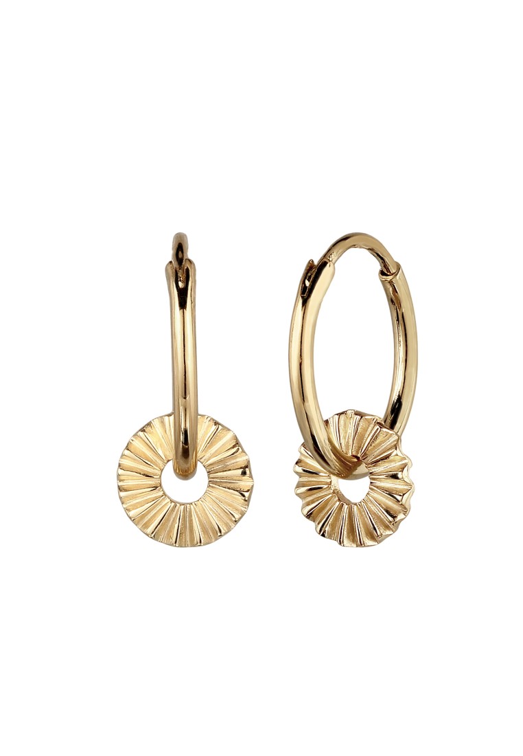 Elli Jewelry Anting Hoops Earrings Perak 925 Lapis Emas Wanita Matahari