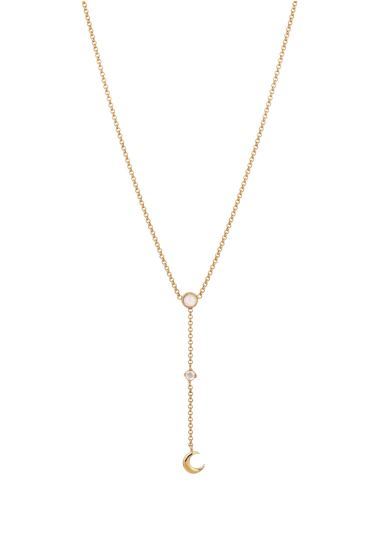 Elli Jewelry Kalung Necklace Perak 925 Lapis Emas Wanita Bulan Sabit Moonstone
