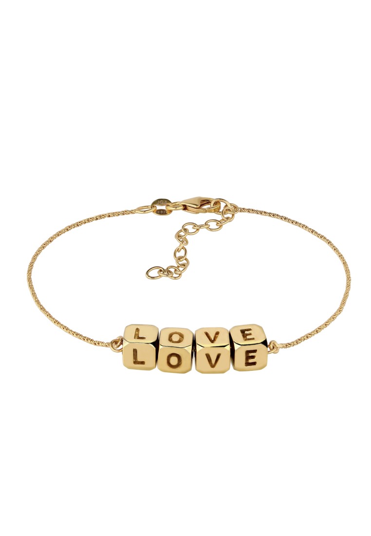 Elli Jewelry Gelang Bracelet Perak 925 Lapis Emas Wanita LOVE