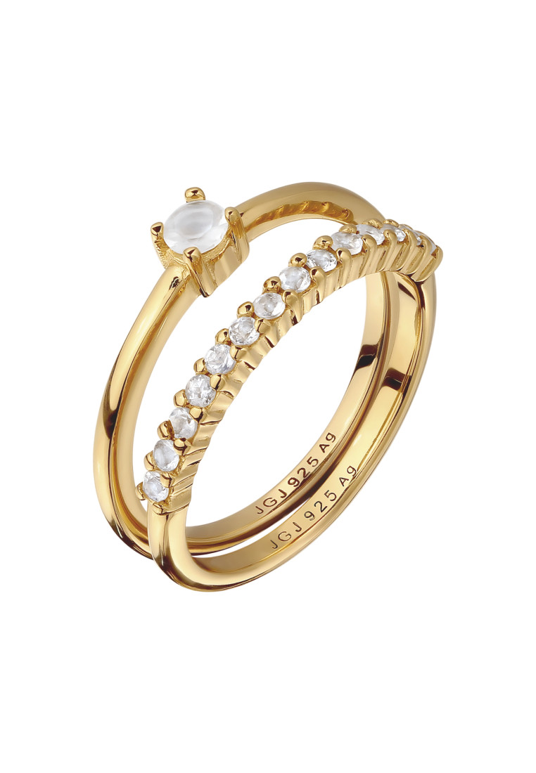 Elli Jewelry Set Cincin Ring Perak 925 Wanita Moonstone