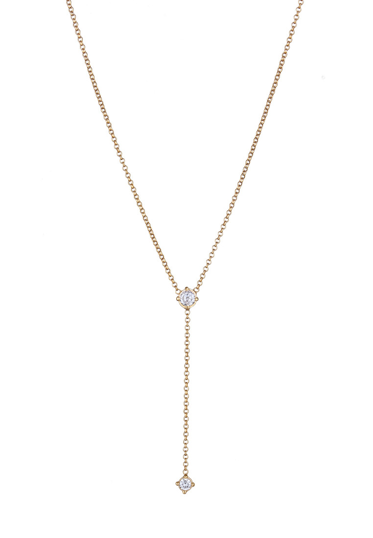 Elli Jewelry Kalung Necklace Y Perak 925 Lapis Emas Wanita Zirconia Putih