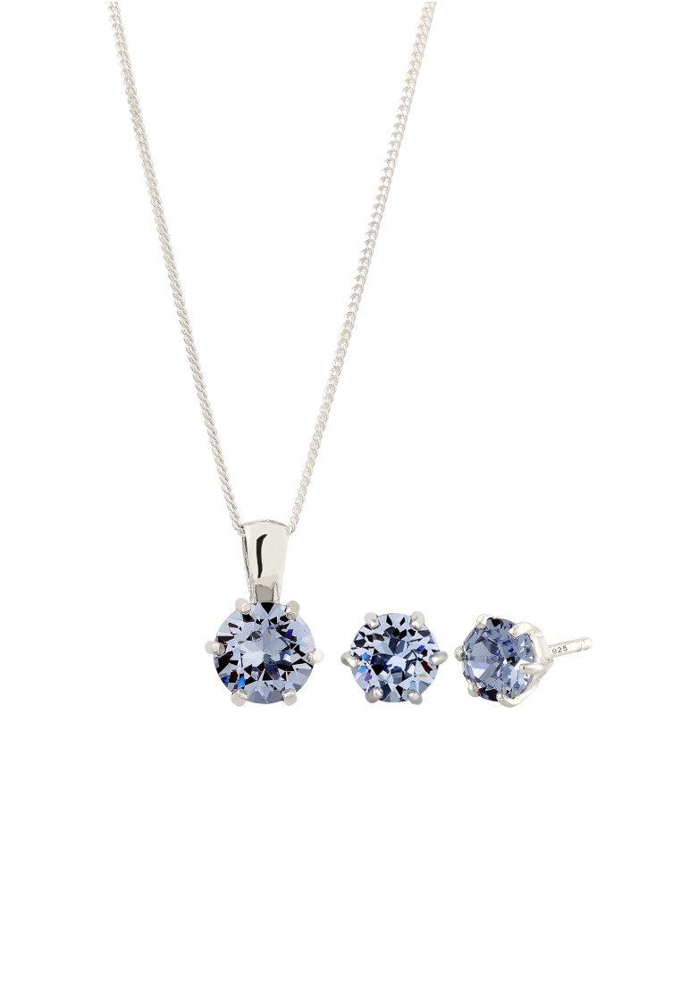 Elli Jewelry Set Perhiasan Jewelry Perak 925 Wanita Kristal Biru Outfit Korea