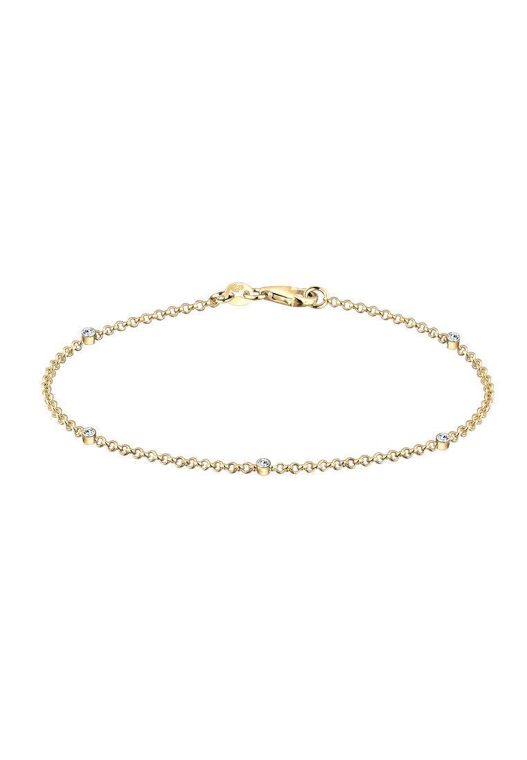 Elli Jewelry Gelang Bracelet Perak 925 Lapis Emas Wanita Kristal Swarovski® Putih
