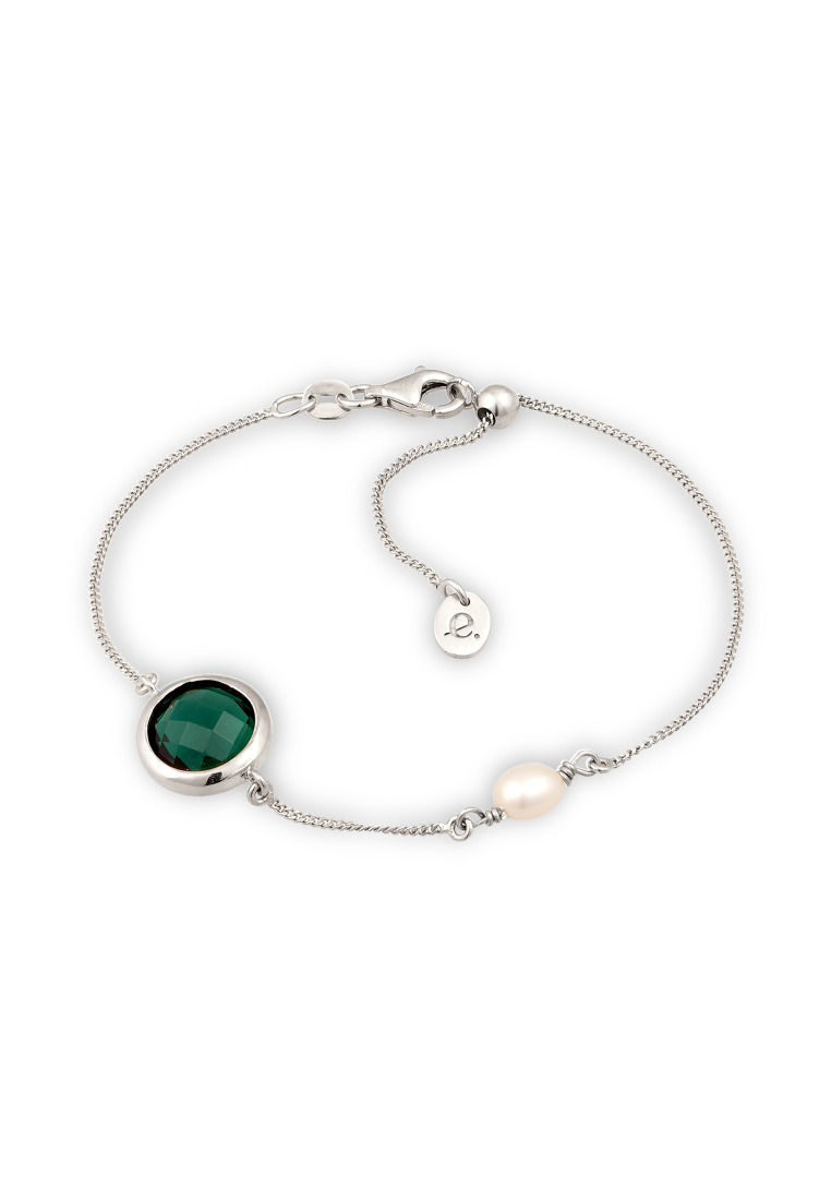 Elli Jewelry Gelang Bracelet Perak 925 Wanita Bulat Quartz Mutiara