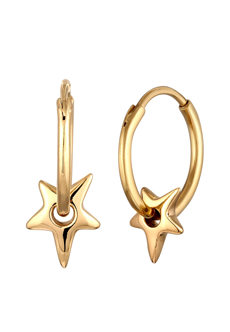 Elli Jewelry Anting Hoops Earrings Perak 925 Lapis Emas Wanita Bintang