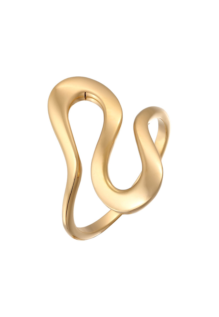 Elli Jewelry Cincin Ring Perak 925 Lapis Emas Wanita Spiral Gaya Korea