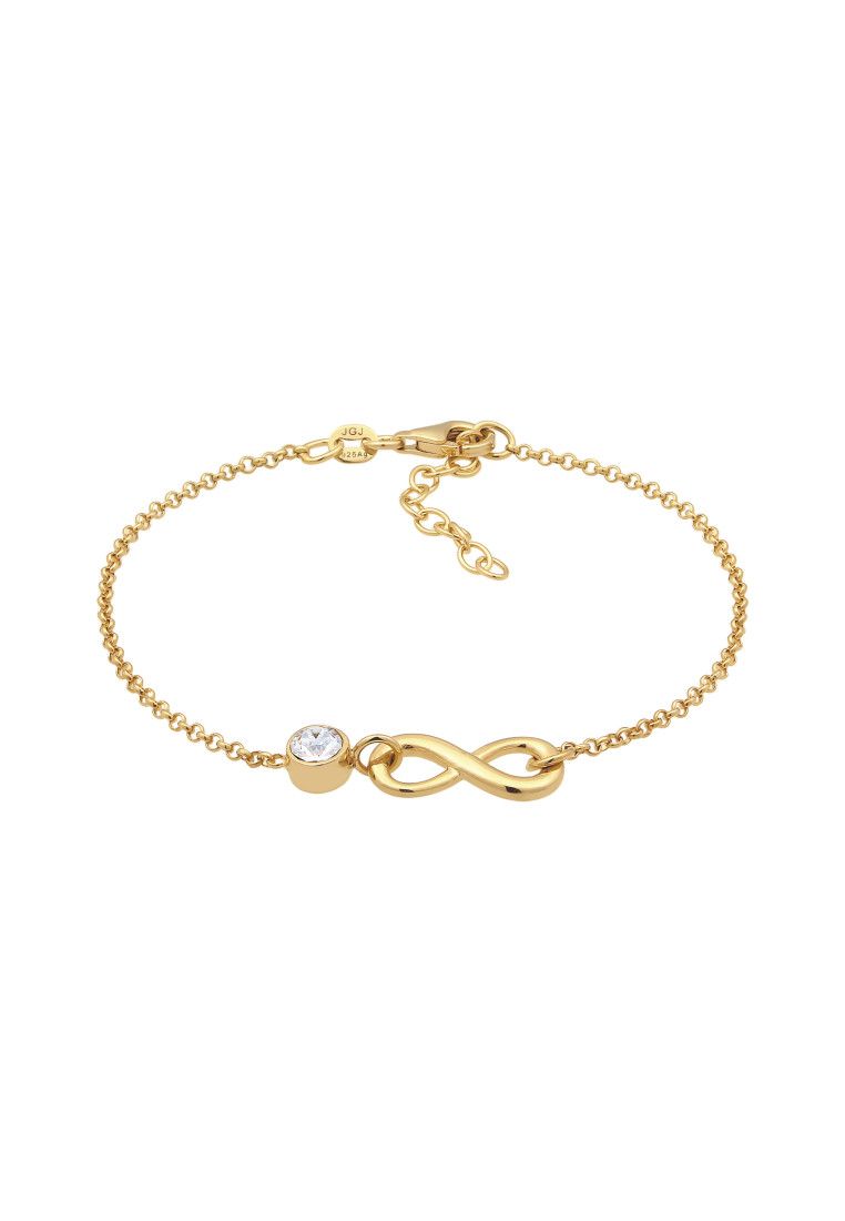 Elli Jewelry Gelang Perhiasan Perak 925 Wanita Infinity White Gold Plated Embellished with Crystal b